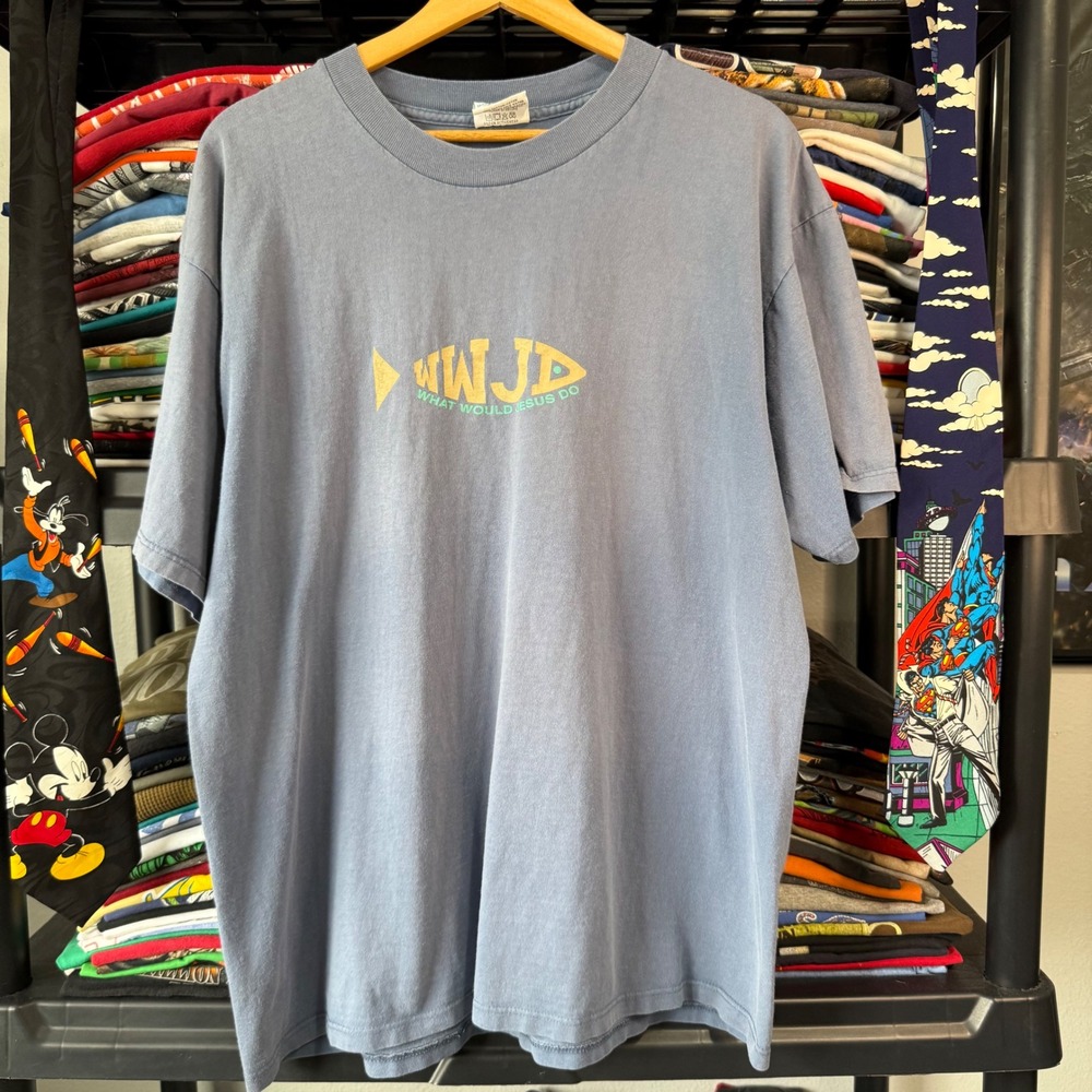 90s Blue WWJD What Would Jesus Do Graphic T-Shirt XL